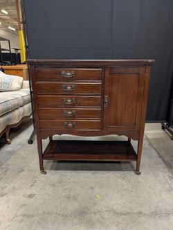 Vintage Dark Wood Edwardian music cabinet