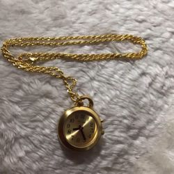 Quartz Tel Time Gold Pendant Watch 