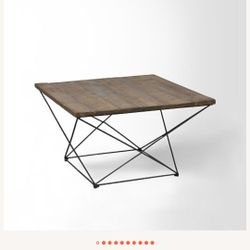 Solid Wood & Metal Coffee Table – Modern Industrial 