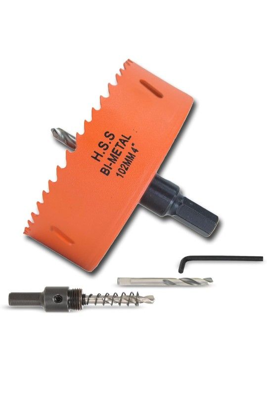 4 inch Hole Saw with Arbor for Metal Wood Plastic, 102mm Bi-Metal Hole Cutter for Different Project with Smooth and Flat Drilling Edge, Fast Chip Remo
