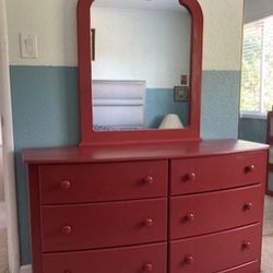 Dark Cherry Dresser With Mirror