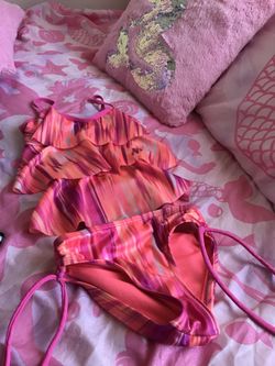 Justice Bikini orange and pink cute
