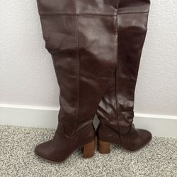 Knee High Brown Leather Boots 