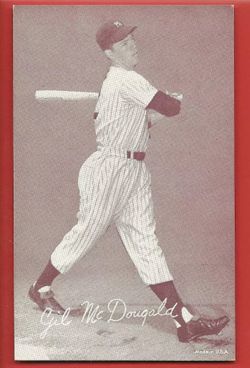 1947-66 Exhibit Card - Gil McDougald - NY Yankees Uniform & Cap - EX-MT