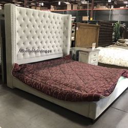 Cal King Ivory Velvet Bed Frame Brand New In Box