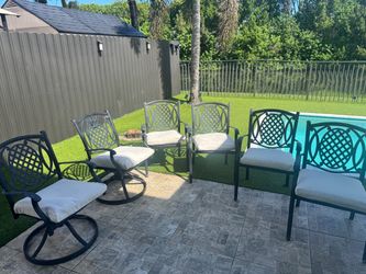 Set of 6 Outdoor Patio Dining Chairs – 2 Swivel + 4 Stationary