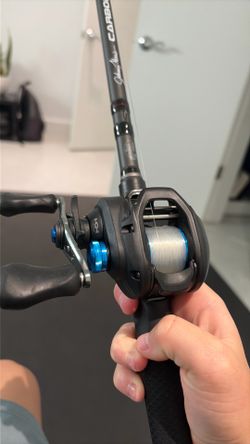 SLX baitcaster on a 7’4 MH Johnny morris rod