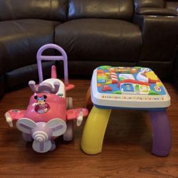 MINNIE MOUSE PLANE ACTIVITY RIDE -ON & ACTIVITY CENTER TABLE