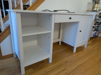 White desk with built in outlets