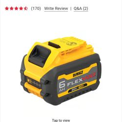 DeWalt 20V-60V MAX FLEXVOLT DCB606 6 Ah Lithium-Ion 
