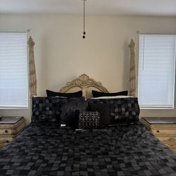 California King Bed Set, Two Night Stands, Dresser, Mattress Included Used Normal Wear On Furniture 