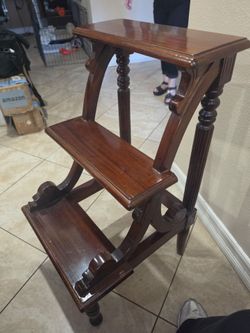 Vintage wooden library stairs/shelf