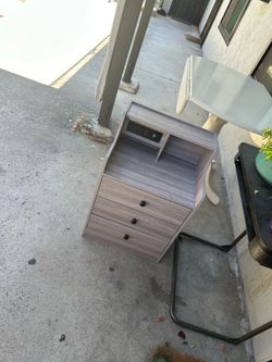 Gray Nighstand with LED Strip Under Lights