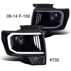 2009 TO 2014 Ford F150 LED DRL Projector Headlights - Smoked