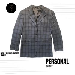 Vitale Barberis Canonico Men’s Suit Jacket Size 44R Gray Brown Plaid