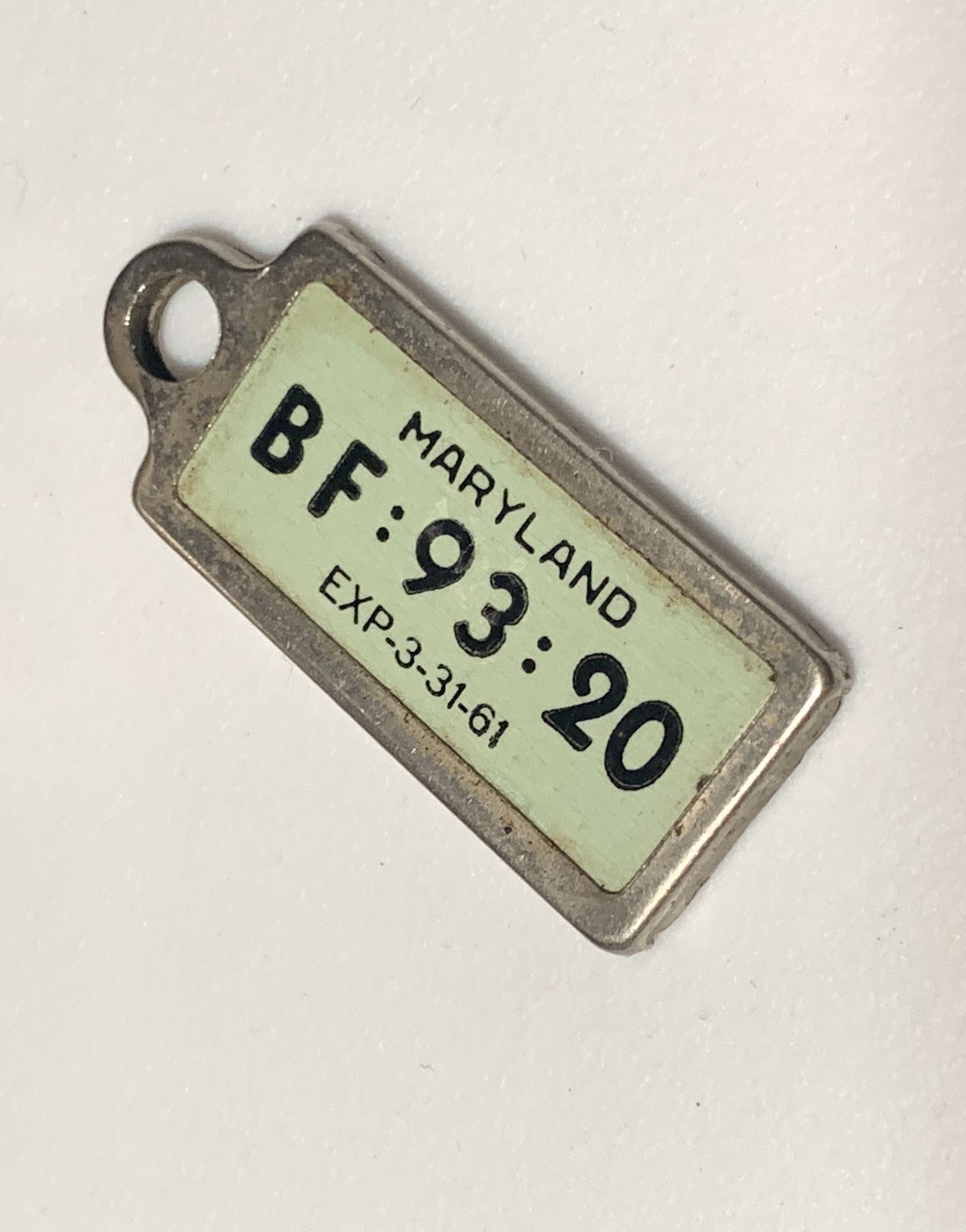 Maryland 1961 Disabled American Veterans Miniature Auto License Tag Pre-Owned
