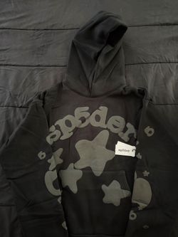 Sp5der Black Graphic Pullover Hoodie Size M