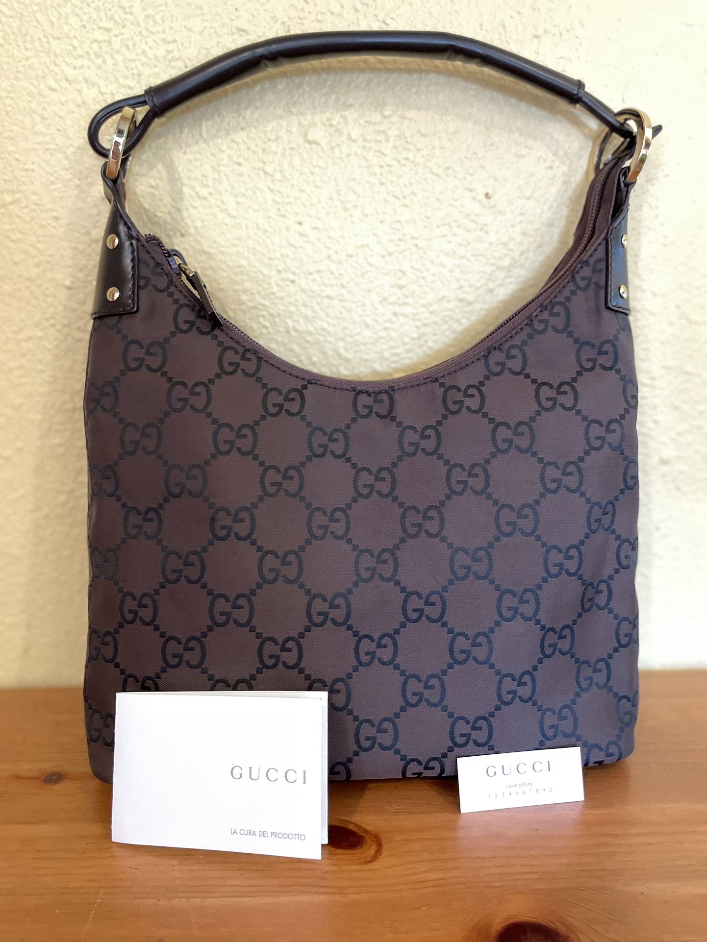 Gucci Brown Big Monogram Canvas Hobo Bag Shoulder Bag