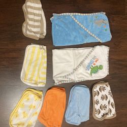 Baby Two hooded bath towel bath And baby washcloth