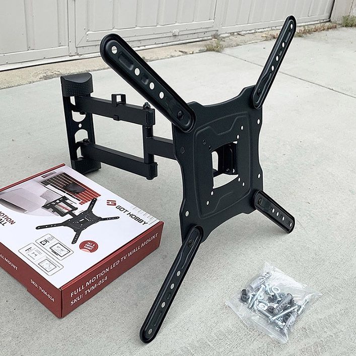 (NEW) $19 Full Motion TV Wall Mount for 17-55” TVs Swivel and Tilt Bracket VESA 400x400mm, Max weight 66 Lbs 