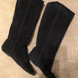 Black All Suede boots, 15 inches tall size 7 to 7 1/2 Made In USA