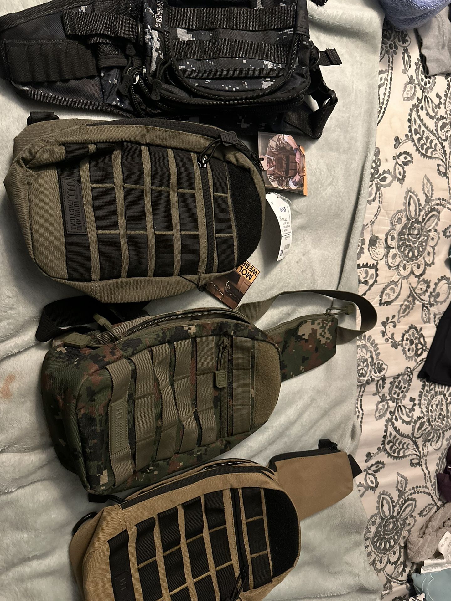 New Tactical Sling Bags.  Camoflaug 