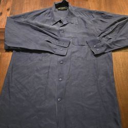 Ted Lapious Mens Silk Dress Shirt Size Large