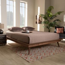 Mid century modern style Walnut Queen Platform Bed Frame(New)
