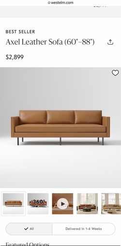 Mid century Design: Axel Leather Sofa 1250 Or OBO