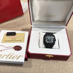 Moissanite Cartier Watch (PASSES DIAMOND TESTER)