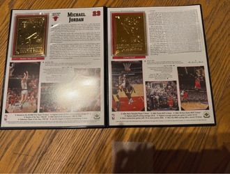 Michael Jordan 22 Kt Karat Gold Rookie & Career Cards Lot of 2 Cards Upper Deck