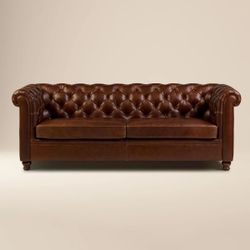 Authentic Brown Genuine Leather Couch