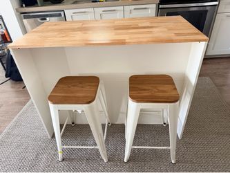 Modern Kitchen Island + 2 Bar Stools