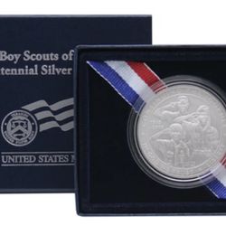 2010 Boy Scouts of America Silver Dollar • Uncirculated Commemorative Coin • 90% Fine Silver with Original Government Packaging (OGP) + COA