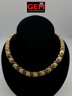 14K YG XOXO NECKLACE 28.0 DWT