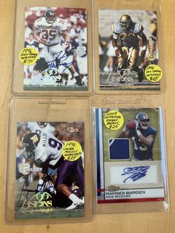 🏈 (4) AUTOGRAPHED FOOTBALL CARDS  🏈  “VISIONS SIGNINGS” & “TOPPS FINEST” CERTIFIED