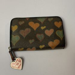 Dooney & Bourke Heart Print Zip-Around Wallet