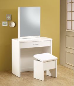 Vanity Table Set with Mirror and Stool