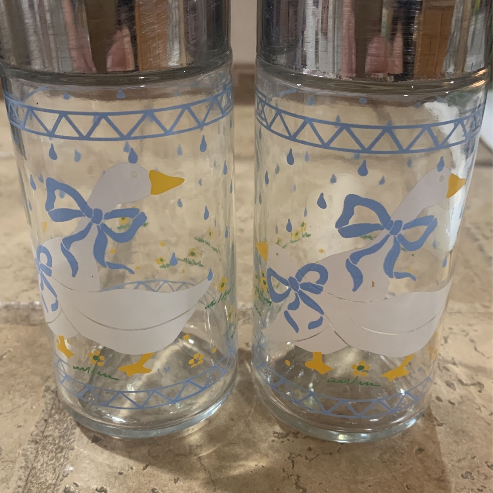 Vintage Anchor Hocking 1987 Farm Country Goose Glass Salt and 