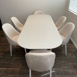 Oval Dining Table Set with 6 Chairs