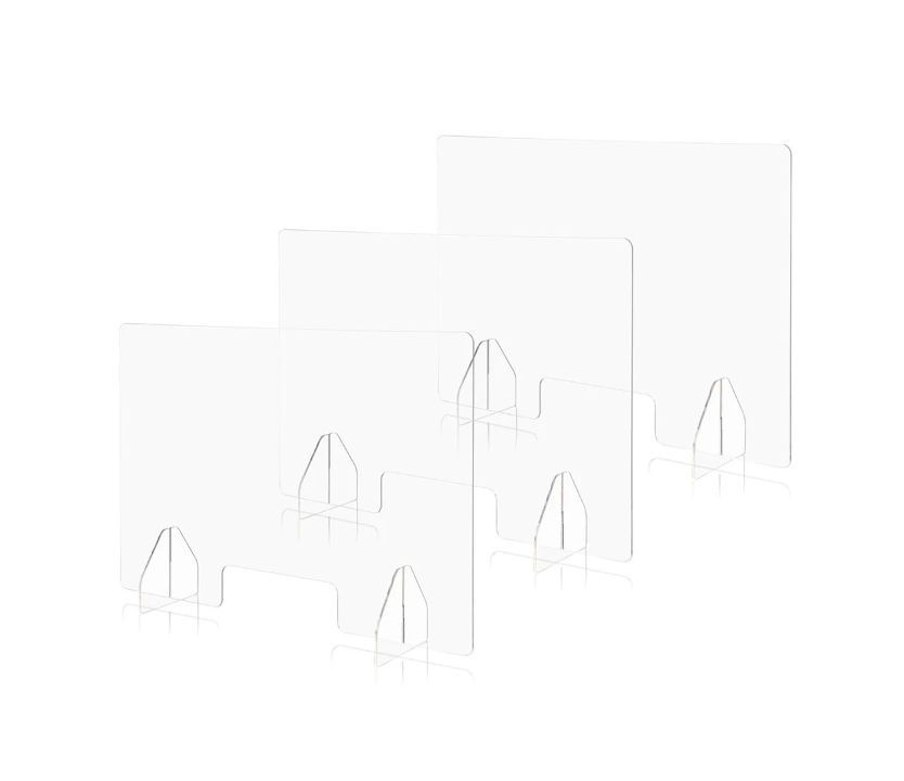 Sneeze Guards with Window Acrylic Desk Partitions 36x24" 3-Pack - Business Equipment - Halloween Sale