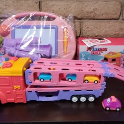 Toddler Portable Easel, Semi Truck Playset, Piano Keyboard and Christmas headbands