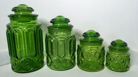 Vintage Complete Set of LE Smith Moon & Stars Canister