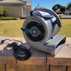 B-Air 1/2 HP Air Mover for Janitorial Water Damage Restoration Stackable Carpet Dryer Floor Blower Fan in Grey