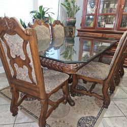 Real Wood Dining Table, & "Chinese Cabinet" HUTCH. 