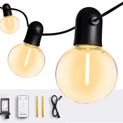 LED Outdoor String Lights Indoor 27ft G55 with 20 Bulbs Indoor Connectable String Lights with Transformer, Extension, Spare Filament for Party Patio L