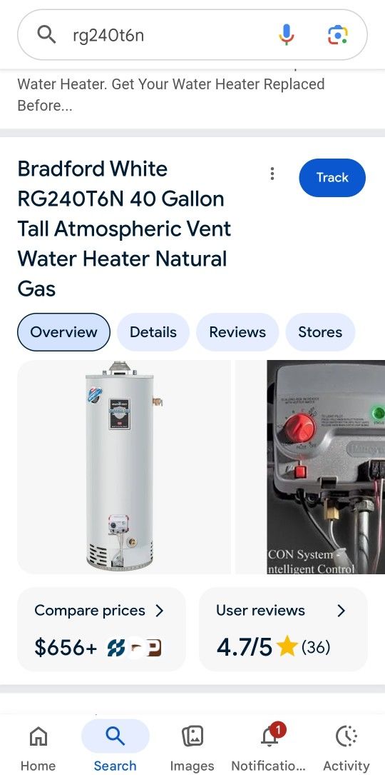 New 40 gallon Gas Water Heater