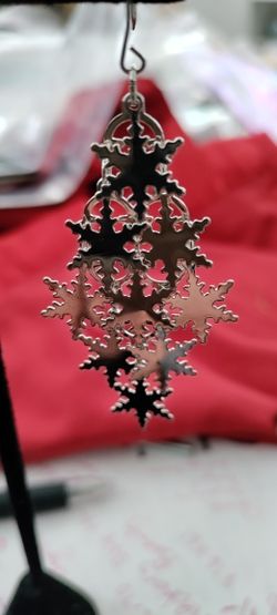 Silver Colored Snowflake Chandelier Earrings