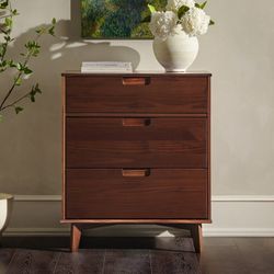 Used Walker Edison Sonoma 3-Drawer Solid Wood Walnut Dresser