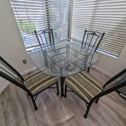 Glass Dining Table w/ 4 Chairs